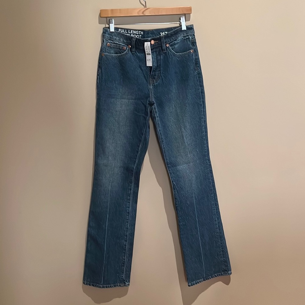NWT J. Crew Full Length Demi Boot Jeans 26T